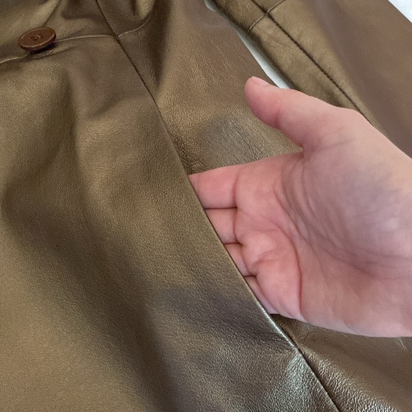 EUC Vintage Stunning Bronze Leather Trench Coat Blazer🌸Pristine Condition Sz 10 - Picture 7 of 15